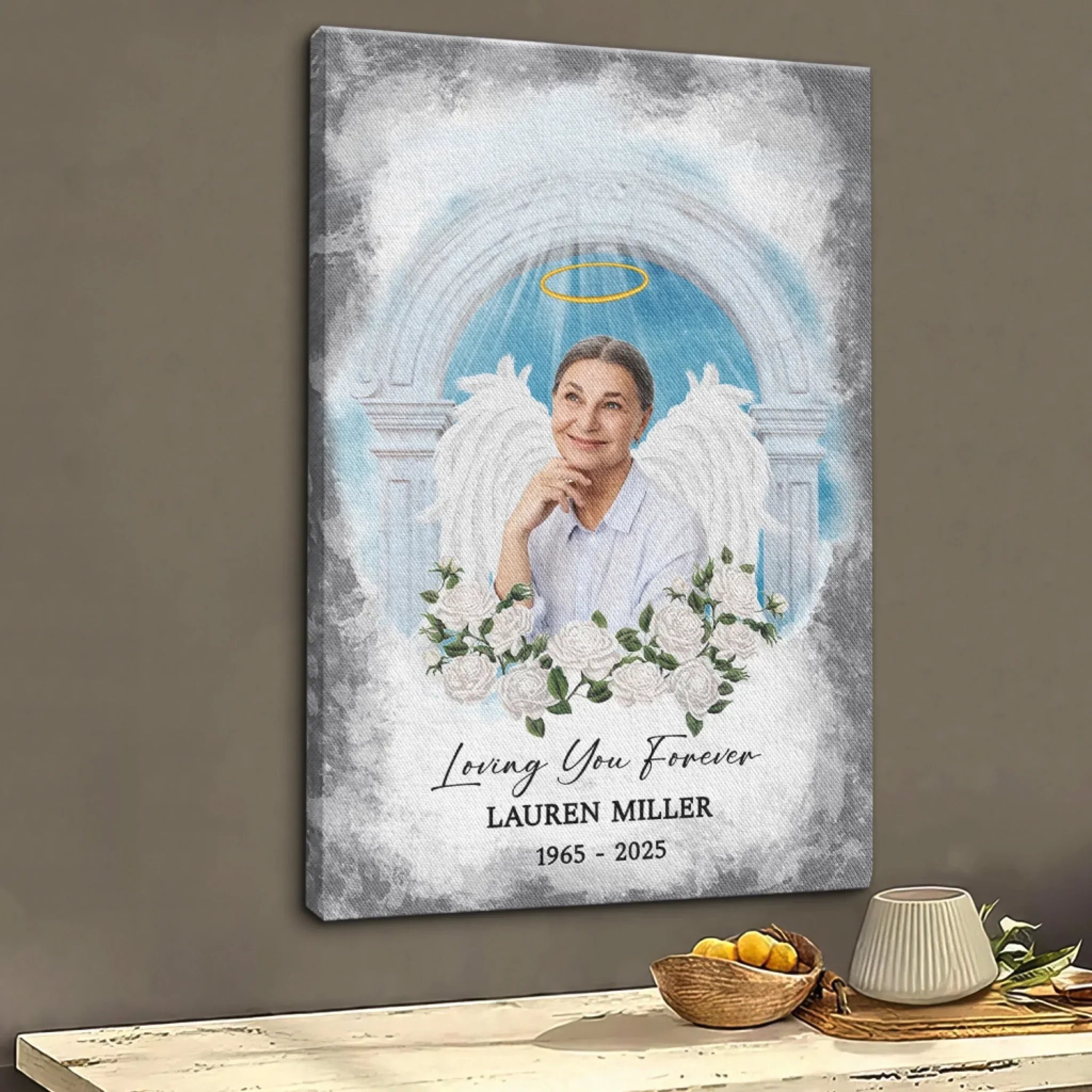 Memorial Personalized Canvas Prints - Custom Photo & Text - 5 Sizes - Sympathy Gifts, Loss Of Loved One, Loving You Forever - Dem Canvas