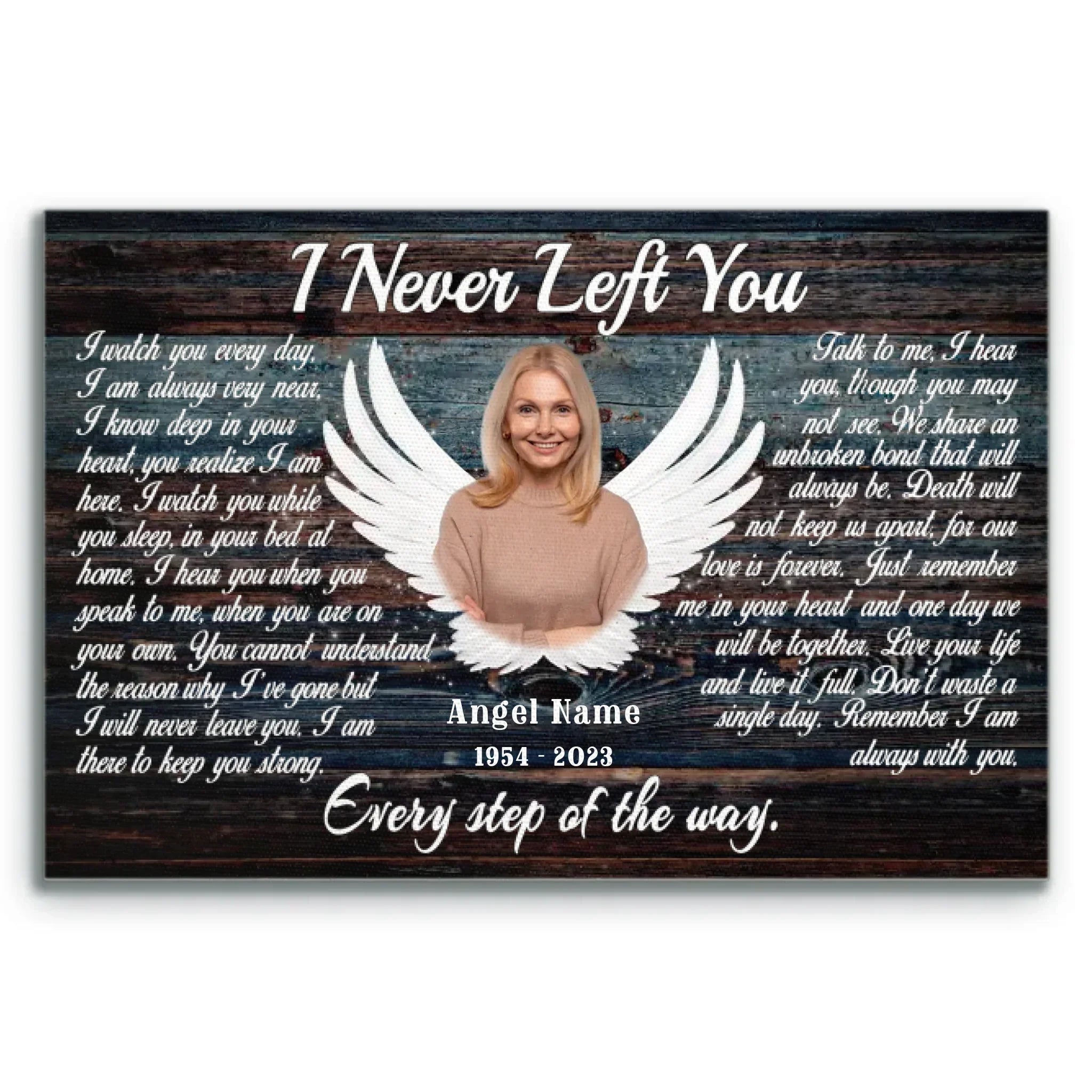 Personalized Canvas Prints, Custom Photo, Memorial Gifts, Sympathy Gifts, Angel Wings I Never Left You Love Dem Canvas