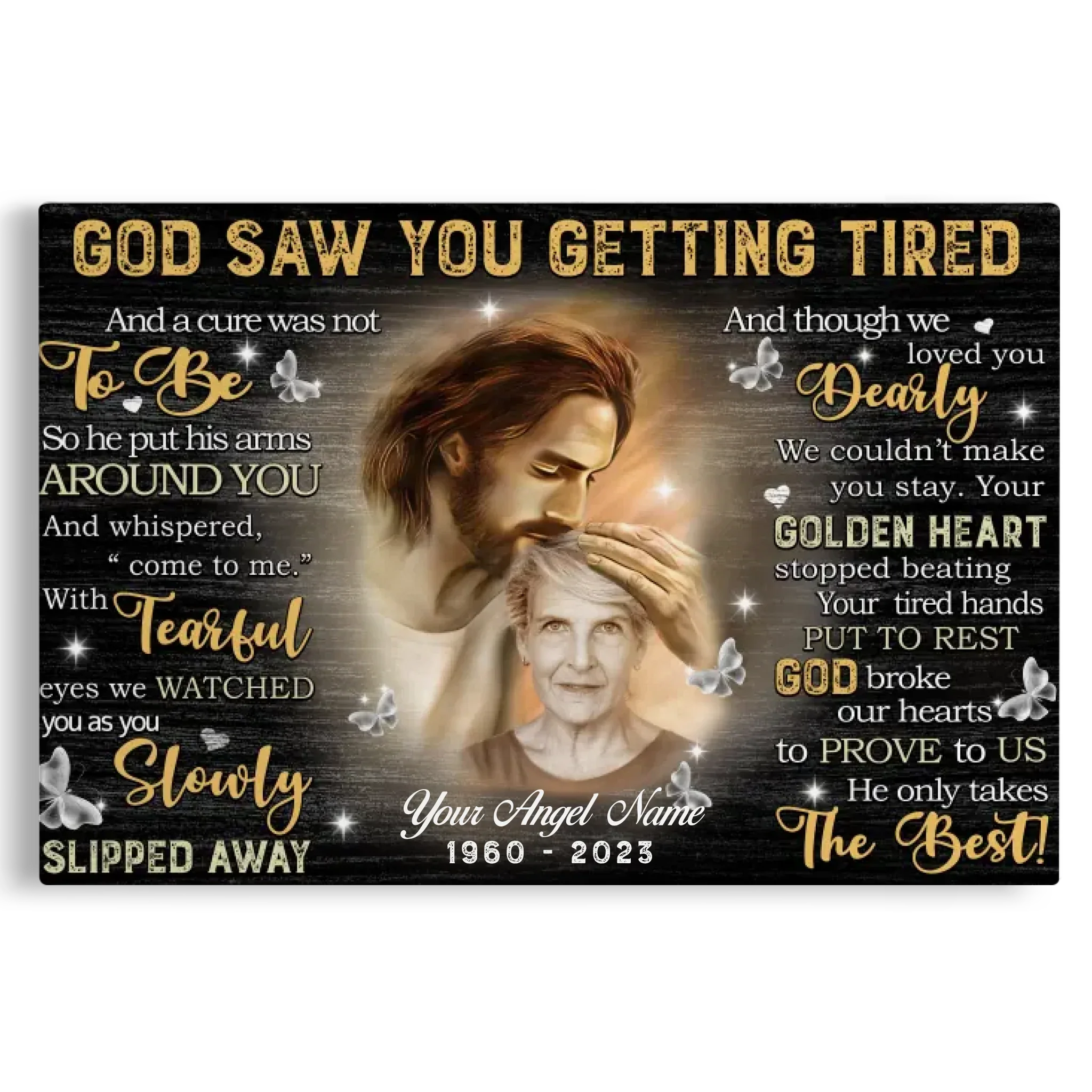 Personalized Canvas Prints, Custom Photo, Sympathy Gifts, Remembrance Gifts, Loss Mom Memorial, God Saw You Are Getting Tired Dem Canvas