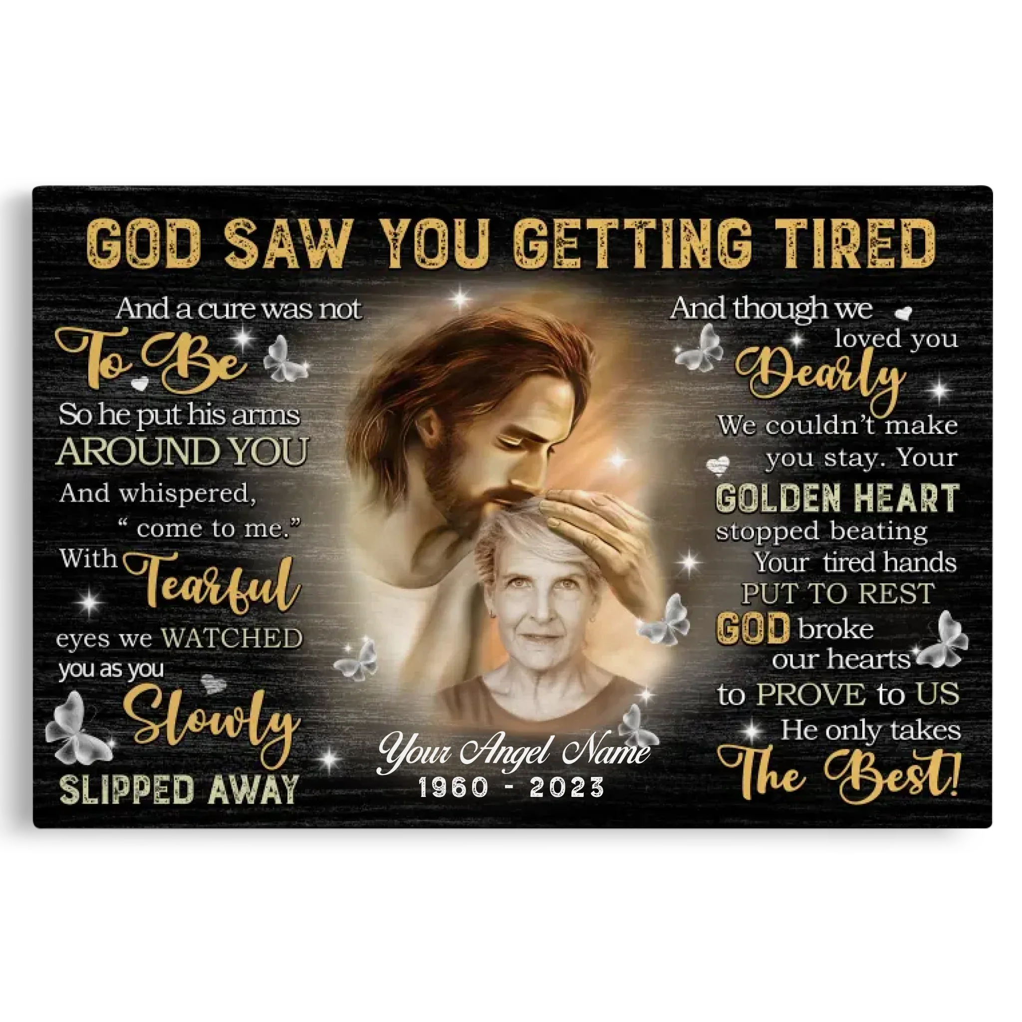Personalized Canvas Prints, Custom Photo, Sympathy Gifts, Remembrance Gifts, Loss Mom Memorial, God Saw You Are Getting Tired Dem Canvas