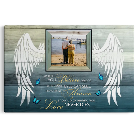 Personalized Canvas Prints Upload Photo, Custom Quote - Your Wings Were Ready, When You Believe  ... Dem Canvas