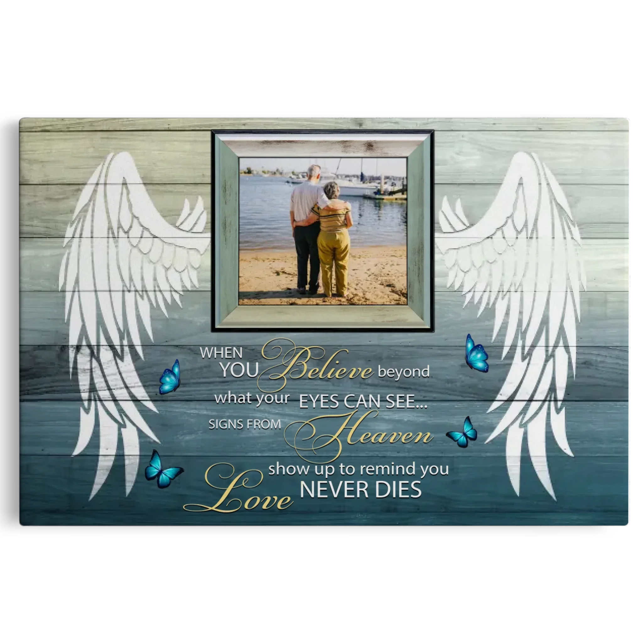 Personalized Canvas Prints Upload Photo, Custom Quote - Your Wings Were Ready, When You Believe  ... Dem Canvas
