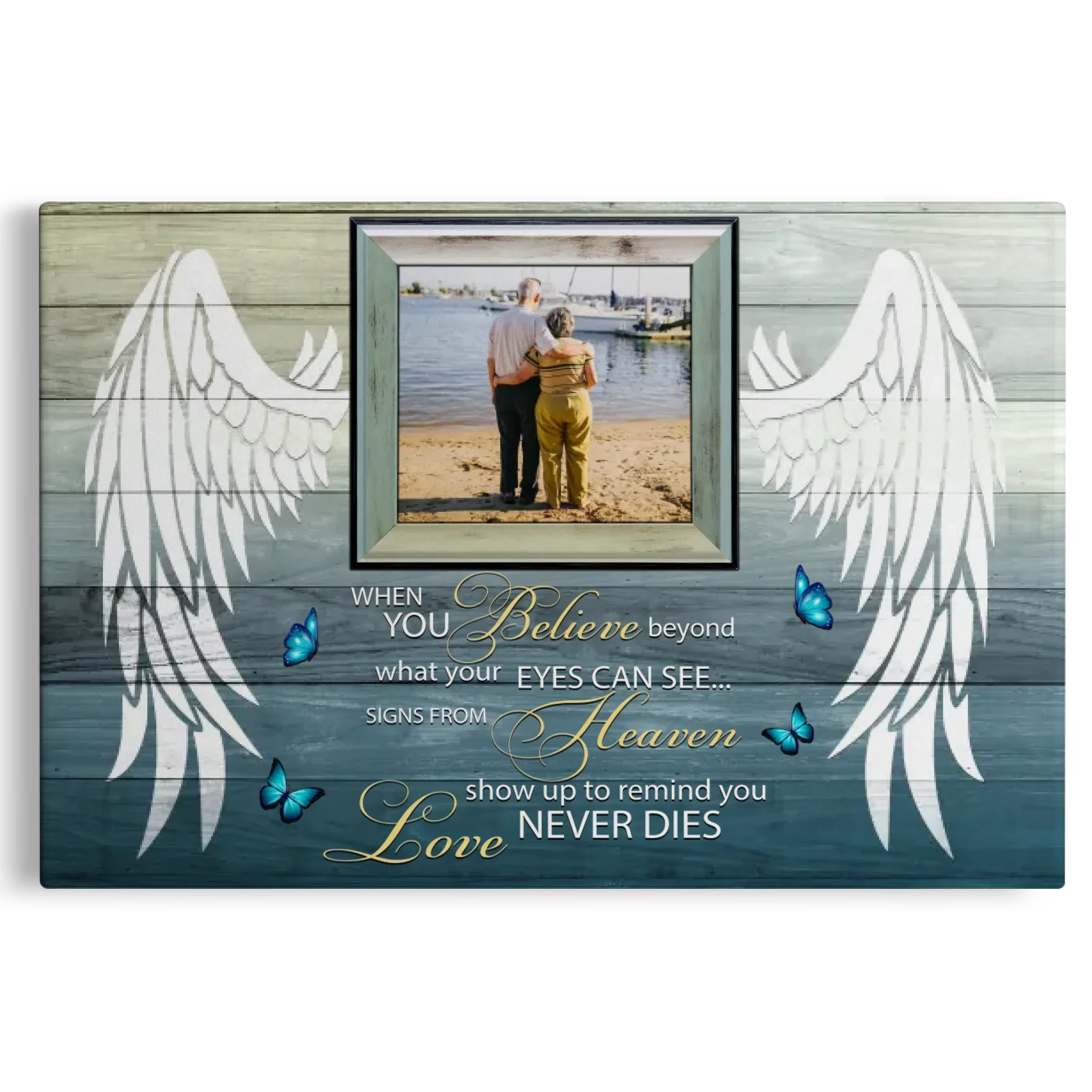 Personalized Canvas Prints Upload Photo, Custom Quote - Your Wings Were Ready, When You Believe  ... Dem Canvas