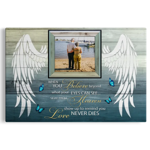Personalized Canvas Prints Upload Photo, Custom Quote - Your Wings Were Ready, When You Believe  ... Dem Canvas