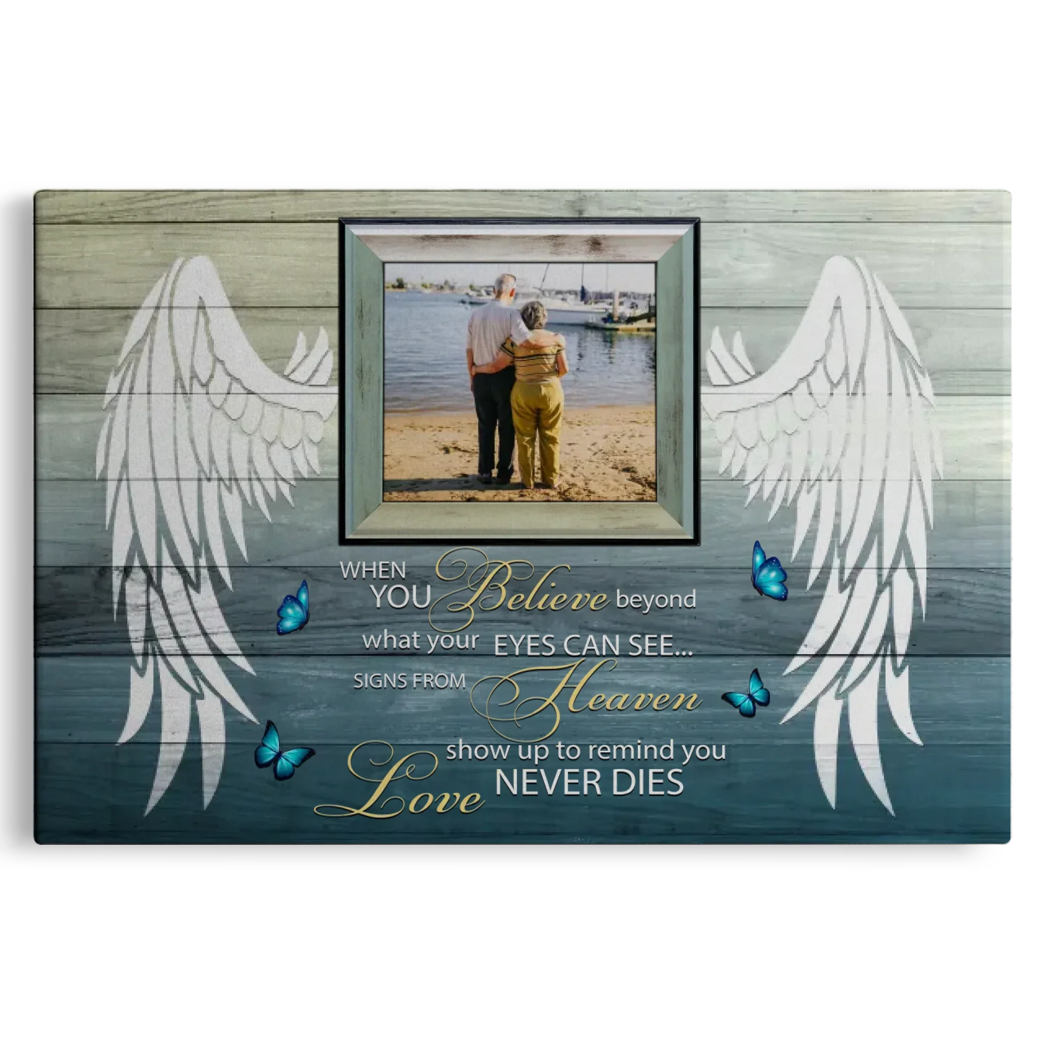Personalized Canvas Prints Upload Photo, Custom Quote - Your Wings Were Ready, When You Believe  ... Dem Canvas