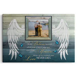 Personalized Canvas Prints Upload Photo, Custom Quote - Your Wings Were Ready, When You Believe  ... Dem Canvas