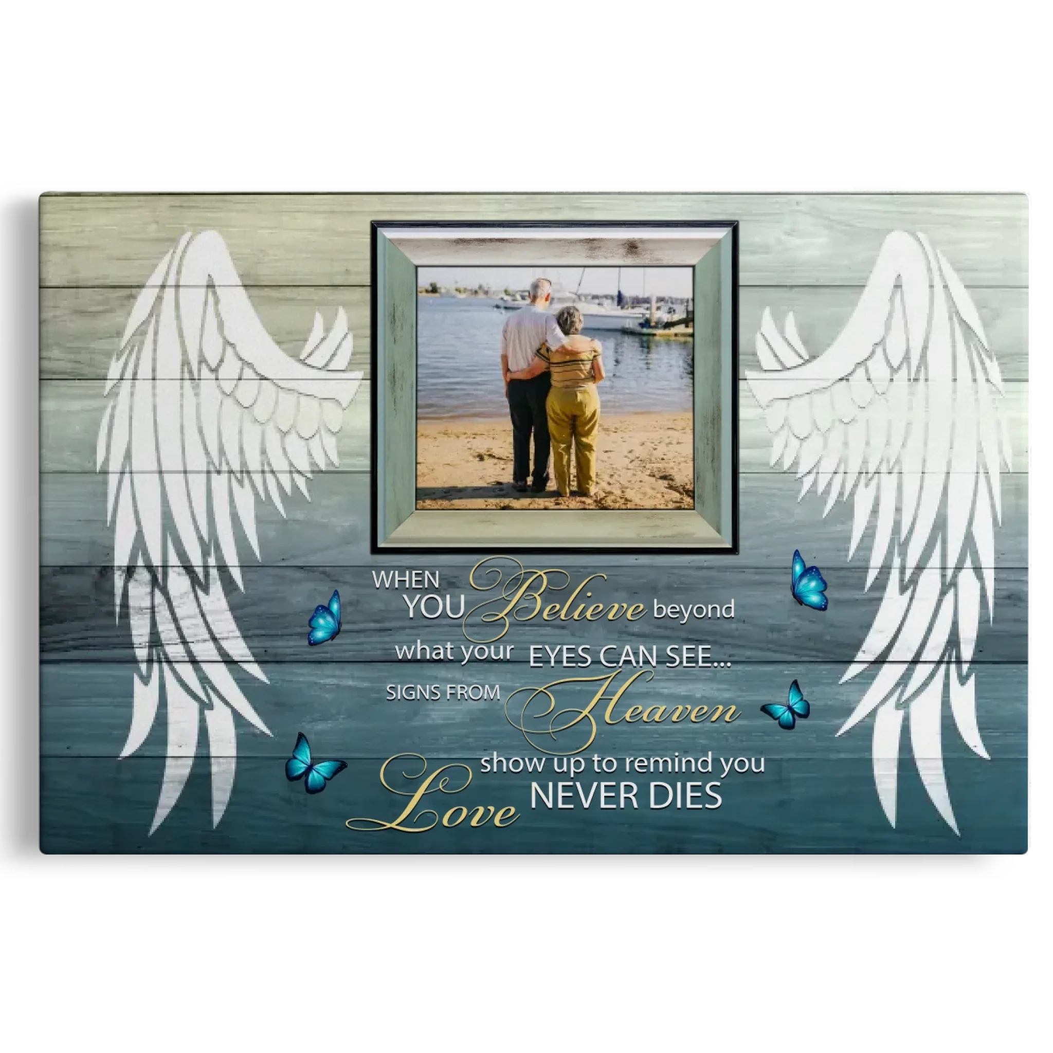 Personalized Canvas Prints Upload Photo, Custom Quote - Your Wings Were Ready, When You Believe  ... Dem Canvas