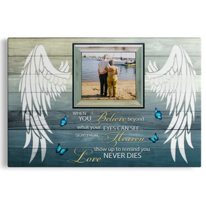 Personalized Canvas Prints Upload Photo, Custom Quote - Your Wings Were Ready, When You Believe  ... Dem Canvas