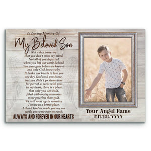 Personalized Memorial Son Canvas, Custom Photo Gift For Son Loss, In Loving Memory Of Son Gift Dem Canvas