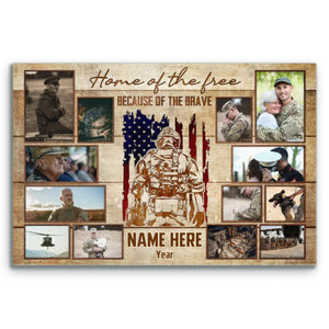 Personalized Photo Canvas Prints, Custom Photos, Gift For Veterans, Army Soldiers, Dad Or Grandpa Memorial Gifts, Father's Day Canvas