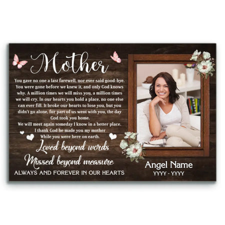 Personalized Canvas Prints, Custom Photo Sympathy Gifts, Bereavement Gifts, Remembrance Gifts, Loss Of Mother, God Took You Home Dem Canvas