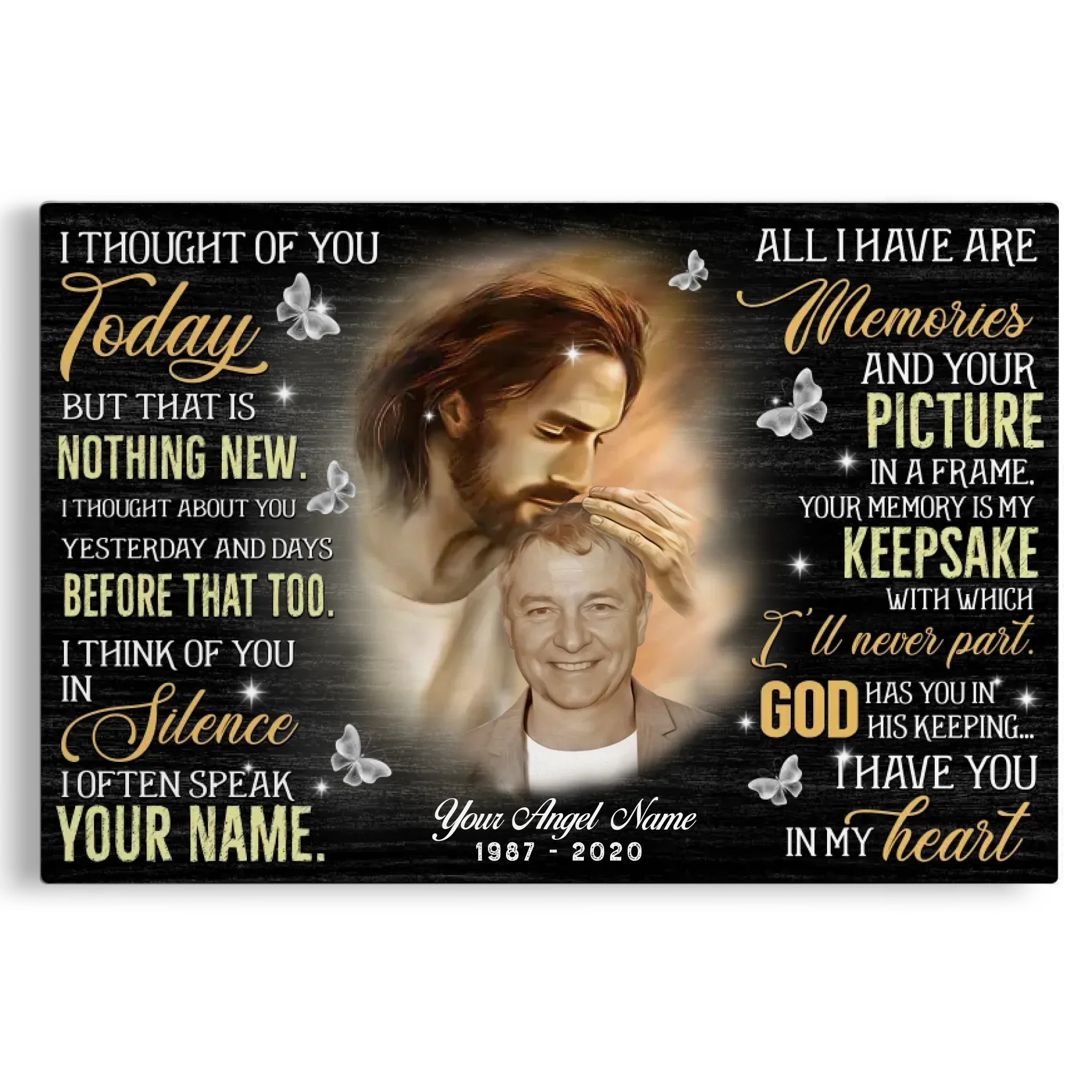 Personalized Upload Photo And Custom Name, Date - I Thought Of You Dem Canvas