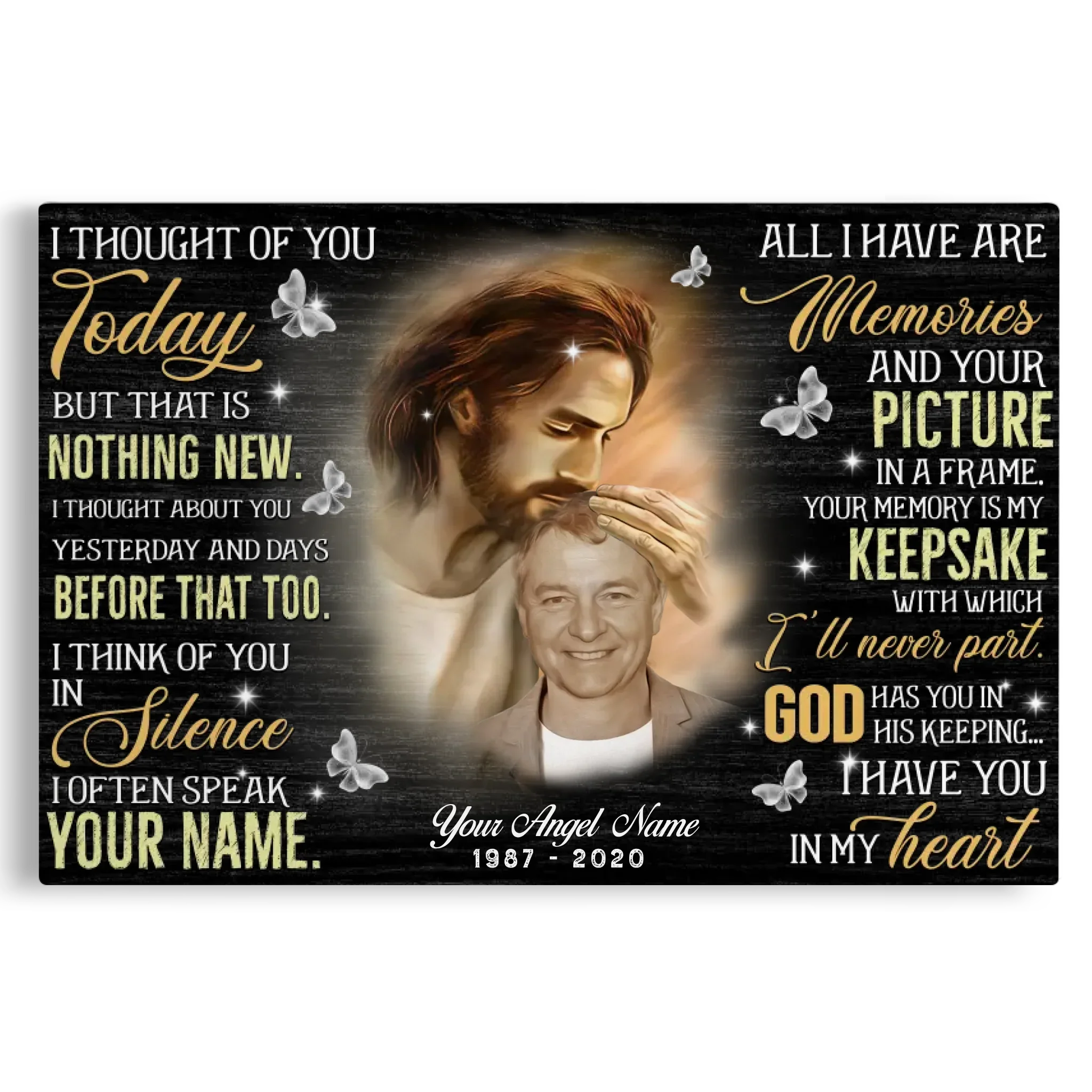 Personalized Upload Photo And Custom Name, Date - I Thought Of You Dem Canvas