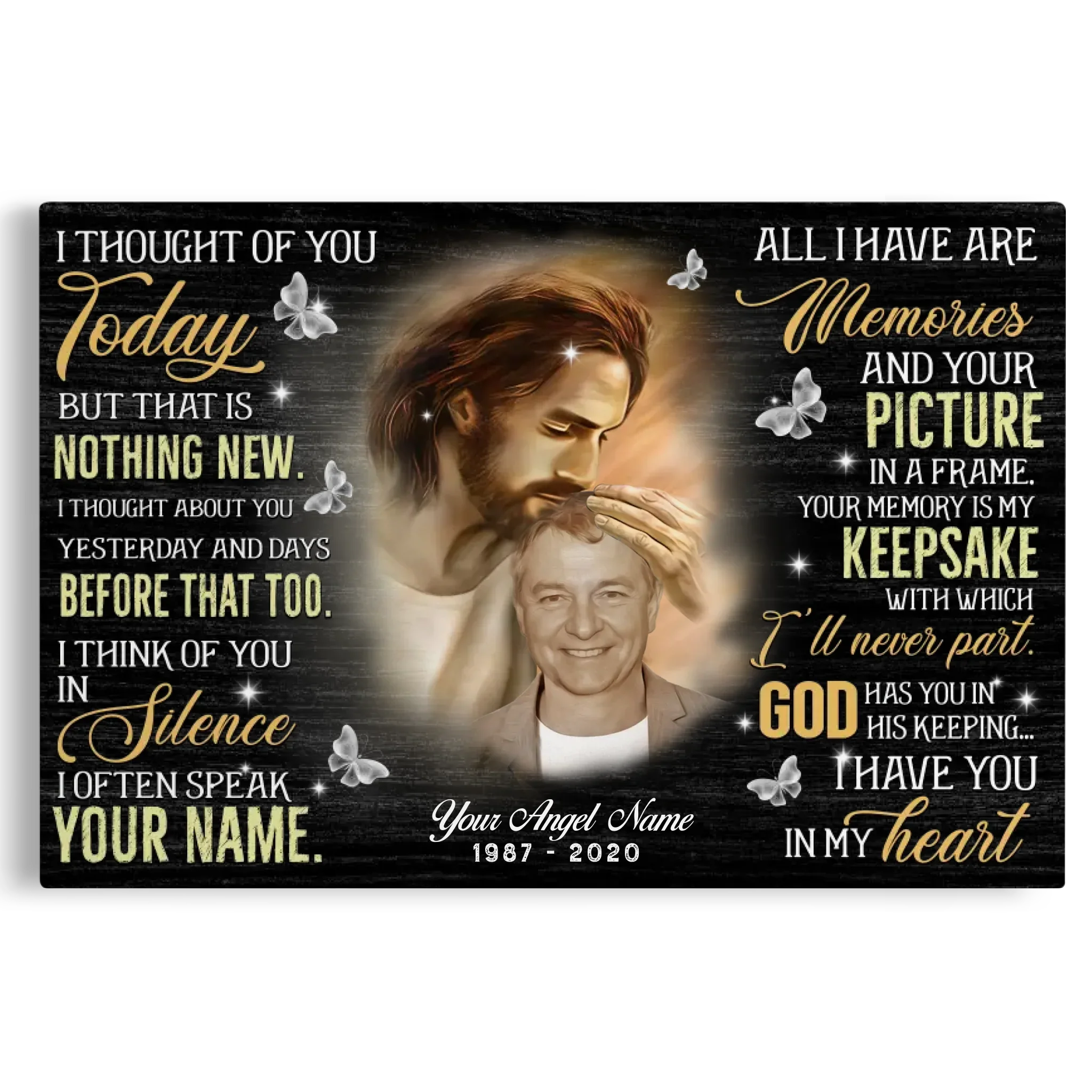 Personalized Upload Photo And Custom Name, Date - I Thought Of You Dem Canvas