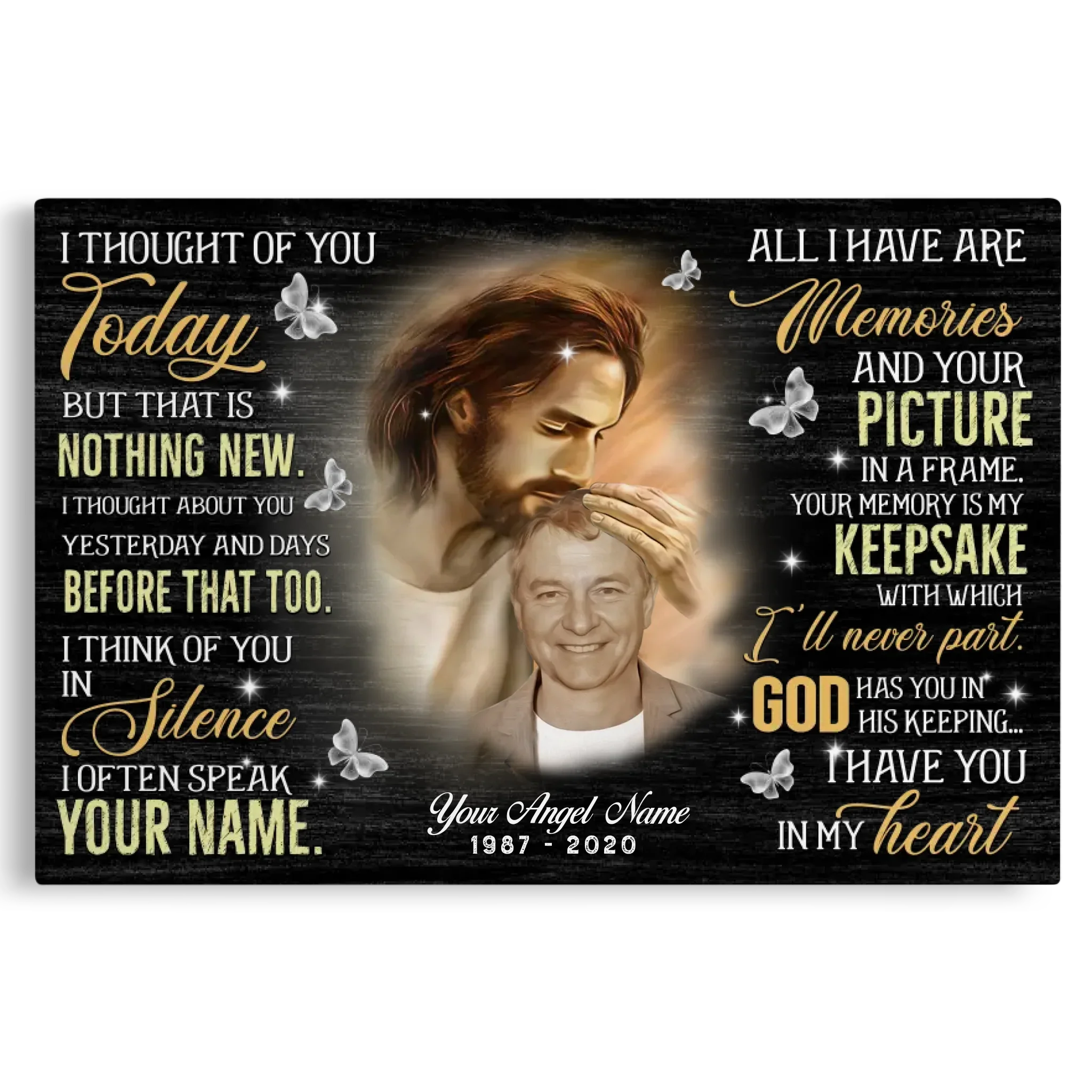 Personalized Upload Photo And Custom Name, Date - I Thought Of You Dem Canvas