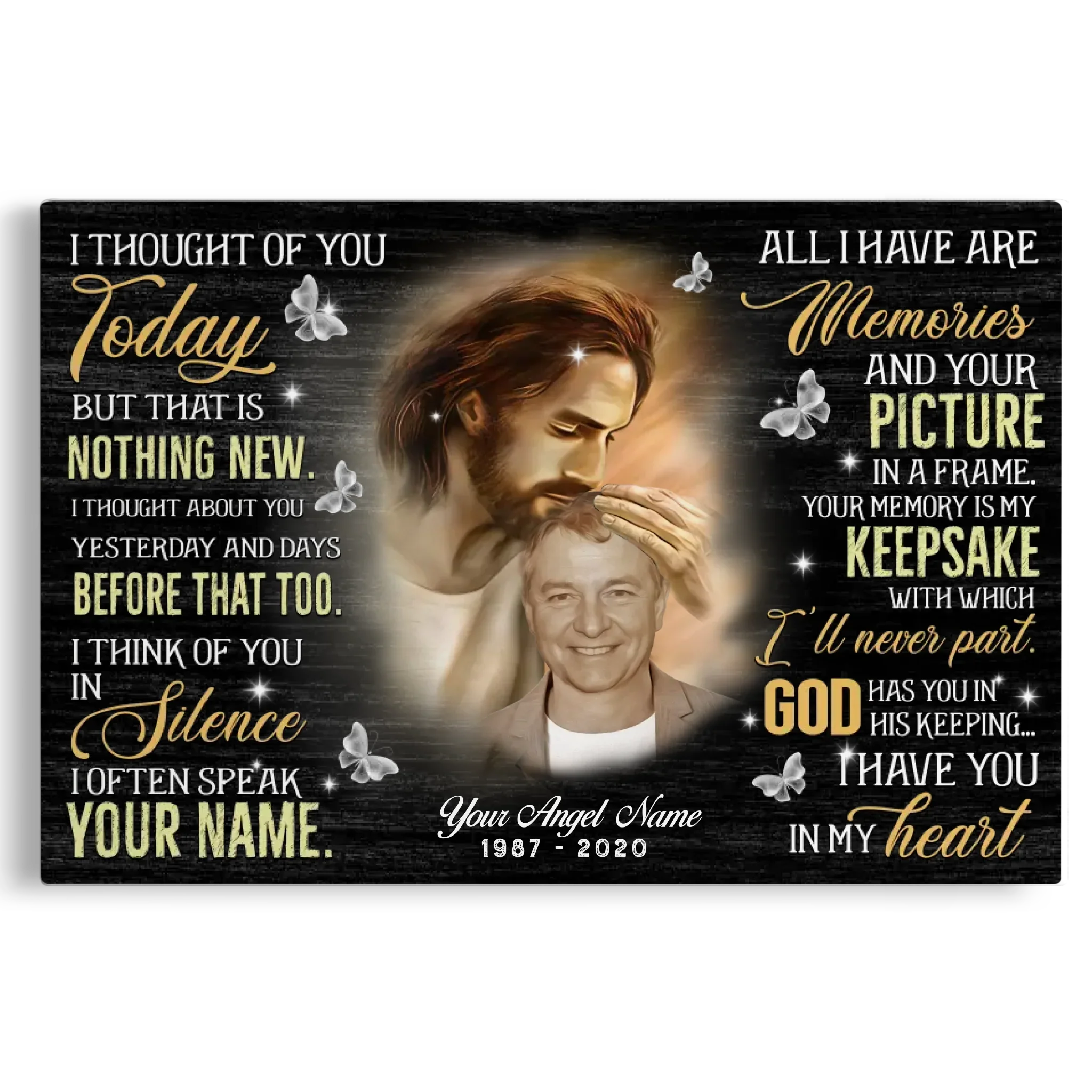 Personalized Upload Photo And Custom Name, Date - I Thought Of You Dem Canvas