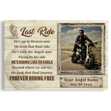 Personalized Canvas Prints, Custom Photo, Memorial Gifts, Sympathy Gifts, Loss Of Dad, Loss Of Brother, Biker Remembrance Last Ride Dem Canvas