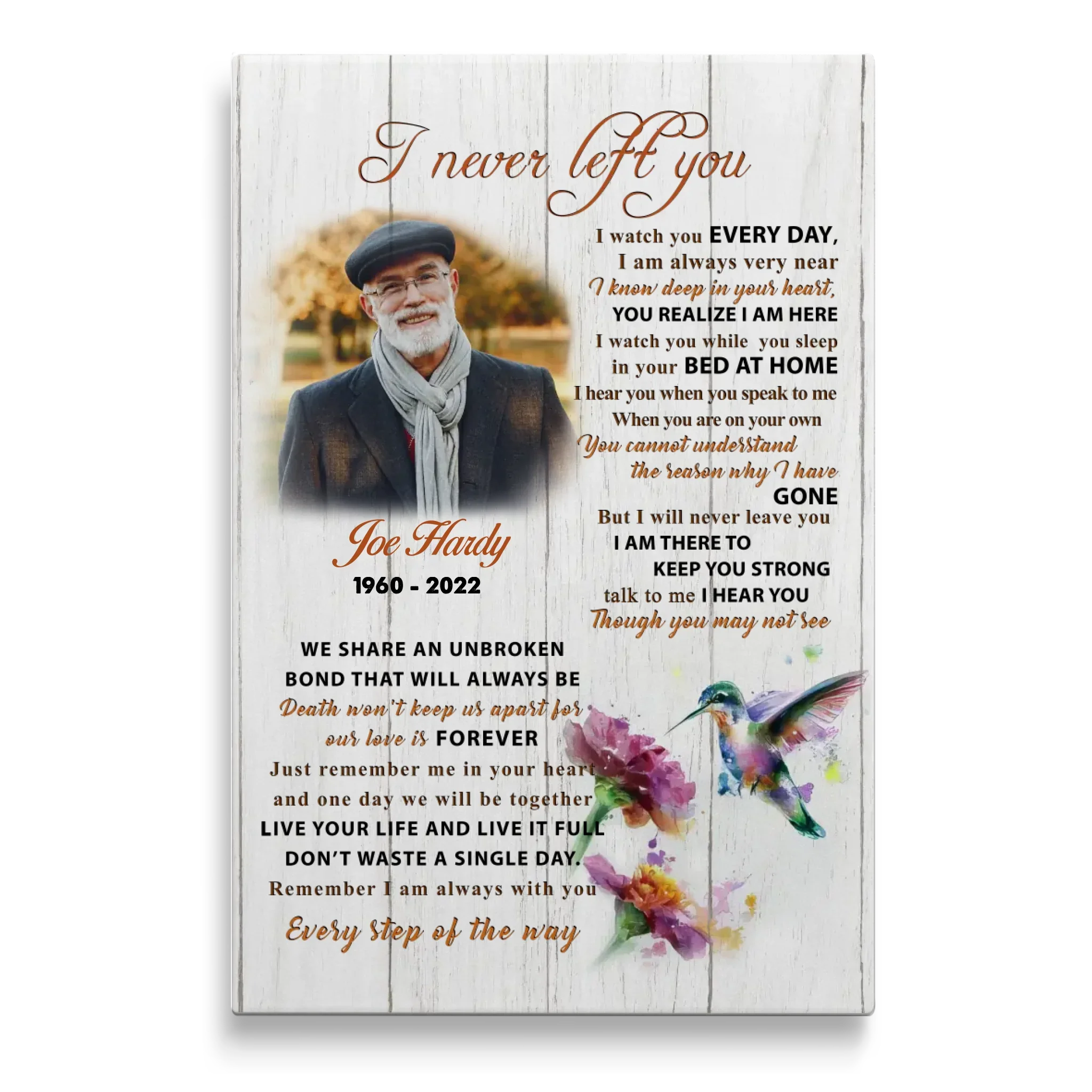 Personalized Canvas Prints Custom Photo, Memorial Gift, Gift For Loss Of Dad, I Never Left You Dem Canvas