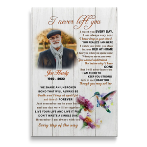Personalized Canvas Prints Custom Photo, Memorial Gift, Gift For Loss Of Dad, I Never Left You Dem Canvas
