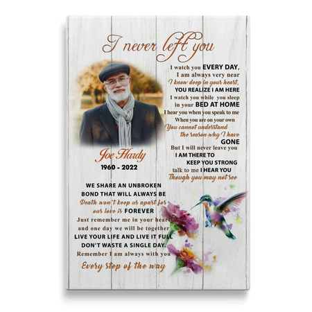 Personalized Canvas Prints Custom Photo, Memorial Gift, Gift For Loss Of Dad, I Never Left You Dem Canvas