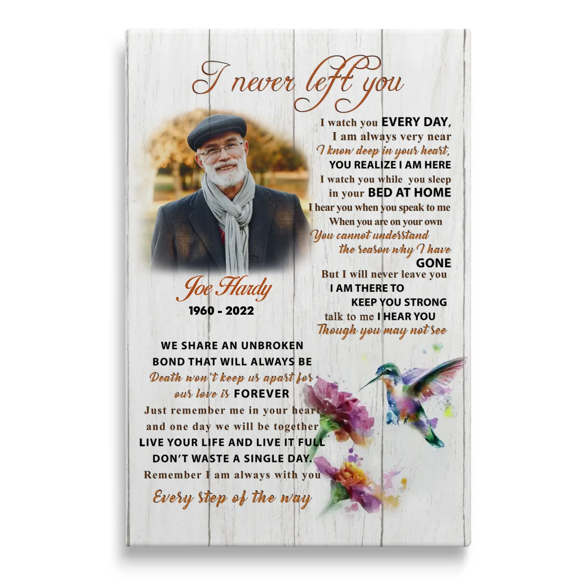 Personalized Canvas Prints Custom Photo, Memorial Gift, Gift For Loss Of Dad, I Never Left You Dem Canvas