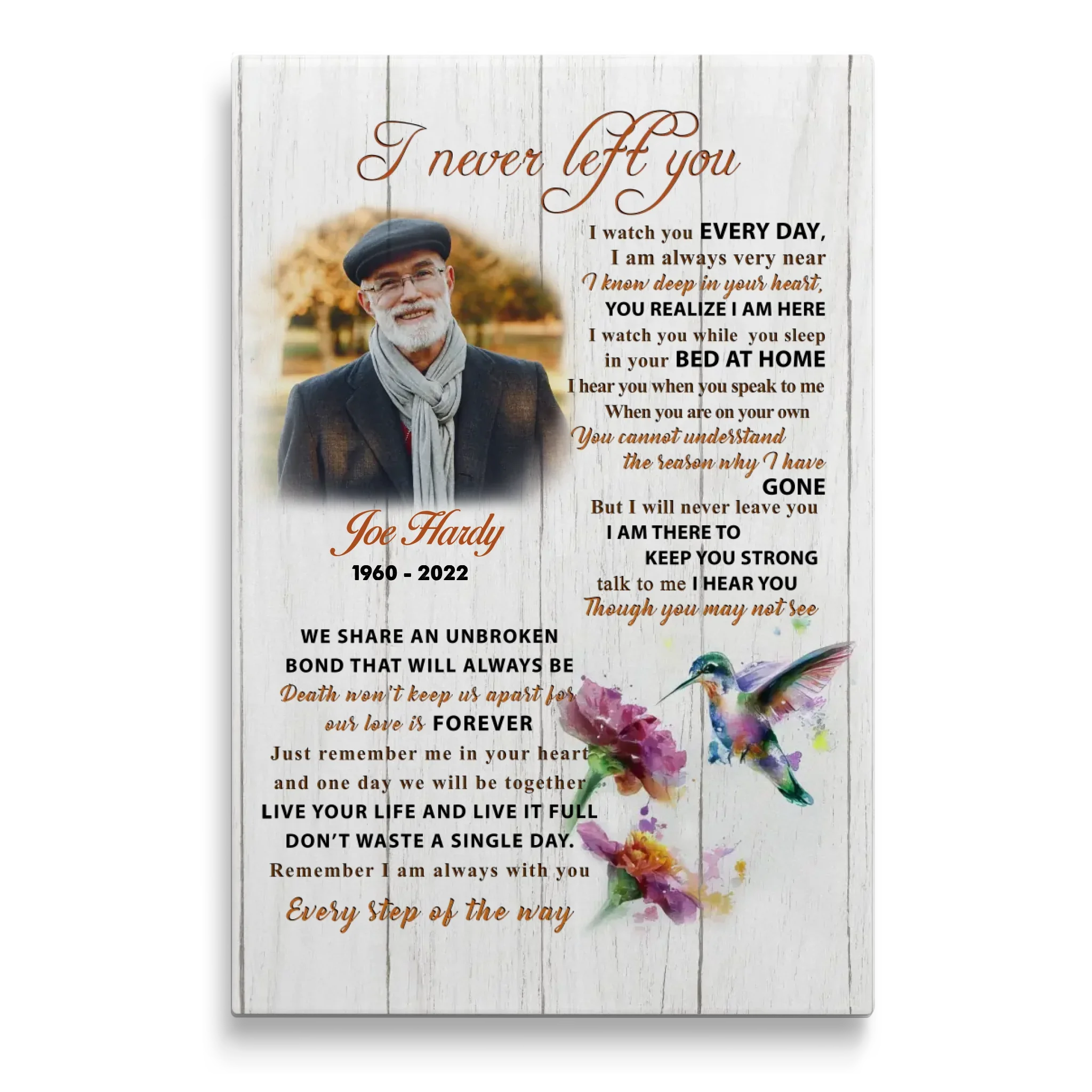 Personalized Canvas Prints Custom Photo, Memorial Gift, Gift For Loss Of Dad, I Never Left You Dem Canvas