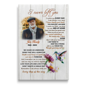 Personalized Canvas Prints Custom Photo, Memorial Gift, Gift For Loss Of Dad, I Never Left You Dem Canvas