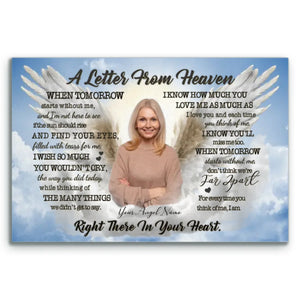 Personalized Canvas Prints, Custom Photo And Name, Memorial Gift, Sympathy Gifts, Angel Portrait Blue Sky Dem Canvas