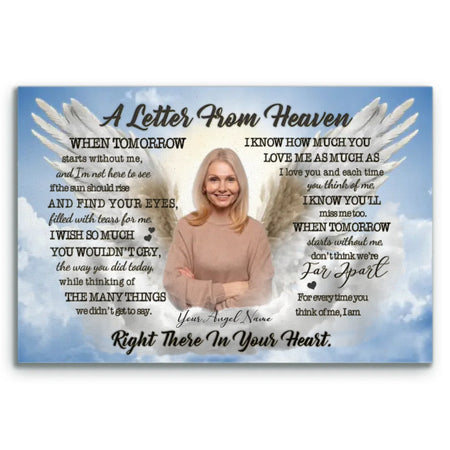 Personalized Canvas Prints, Custom Photo And Name, Memorial Gift, Sympathy Gifts, Angel Portrait Blue Sky Dem Canvas