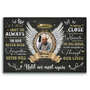 Personalized Canvas Prints, Custom Photo, Sympathy Gifts, Memorial Gifts, Angel Wings Until We Meet Again Dem Canvas