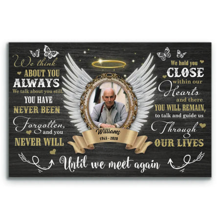 Personalized Canvas Prints, Custom Photo, Sympathy Gifts, Memorial Gifts, Angel Wings Until We Meet Again Dem Canvas