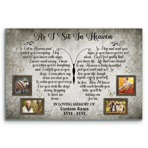 Personalized Canvas Prints, Custom Photo, Memorial Gifts, Bereavement Gifts, Remembrance Gifts, As I Sit In Heaven Dem Canvas