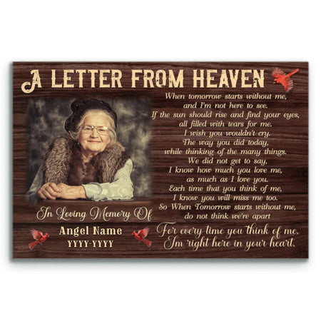 Personalized Canvas Prints, Custom Photo, Memorial Gifts, Remembrance Gifts, Sympathy Gifts, A Letter From Heaven Dem Canvas