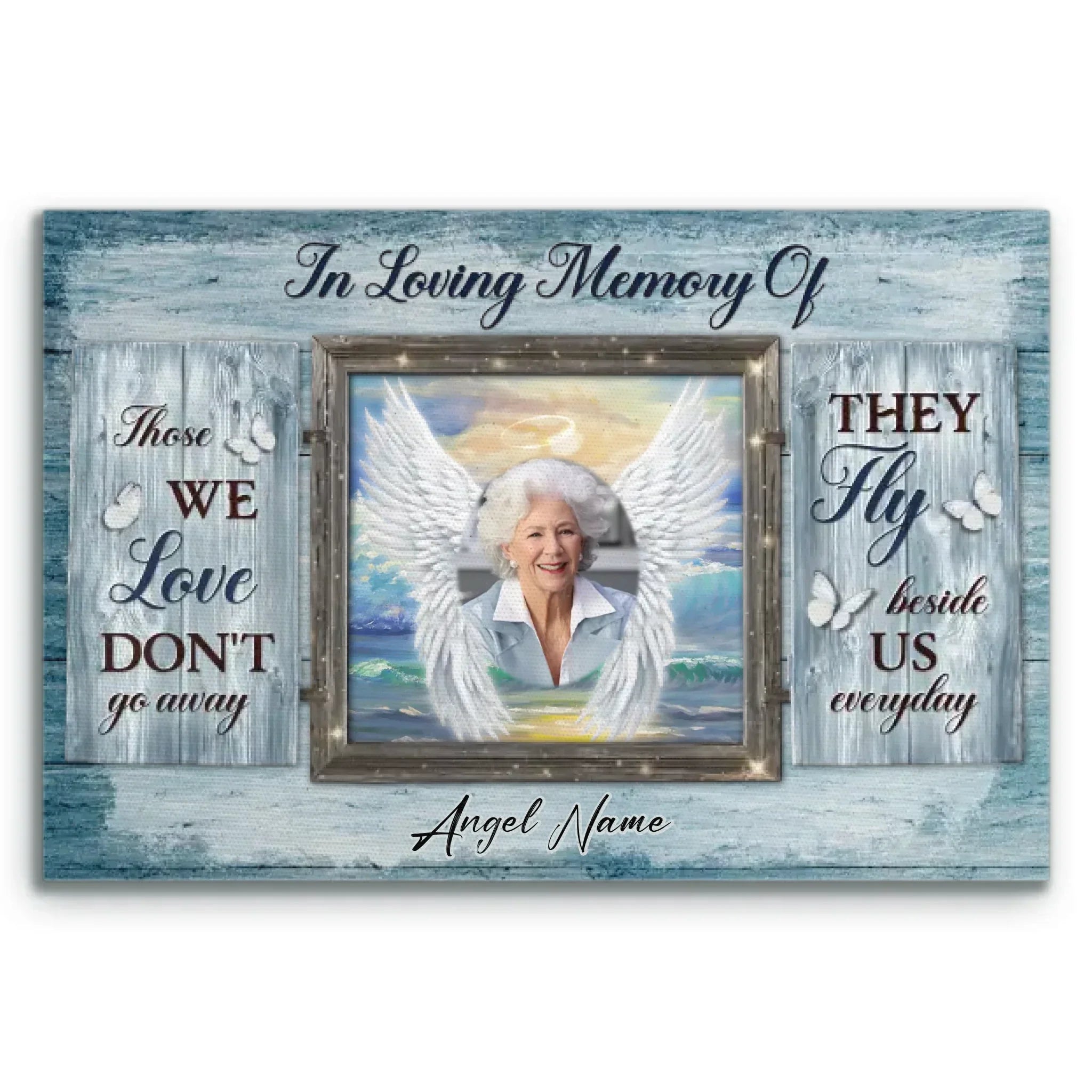 Personalized Canvas Prints, Custom Photos, Remembrance Gift, In Loving Memory, Gift For Sympathy Angel Wings Wall Art  Dem Canvas