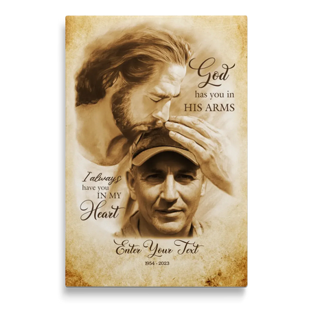 Personalized Canvas Prints, Custom Photo Gift, Memorial Gifts For Loss, God Has You In His Arms, Sympathy Remembrance Dem Canvas