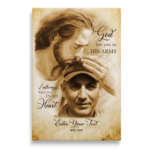 Personalized Canvas Prints, Custom Photo Gift, Memorial Gifts For Loss, God Has You In His Arms, Sympathy Remembrance Dem Canvas