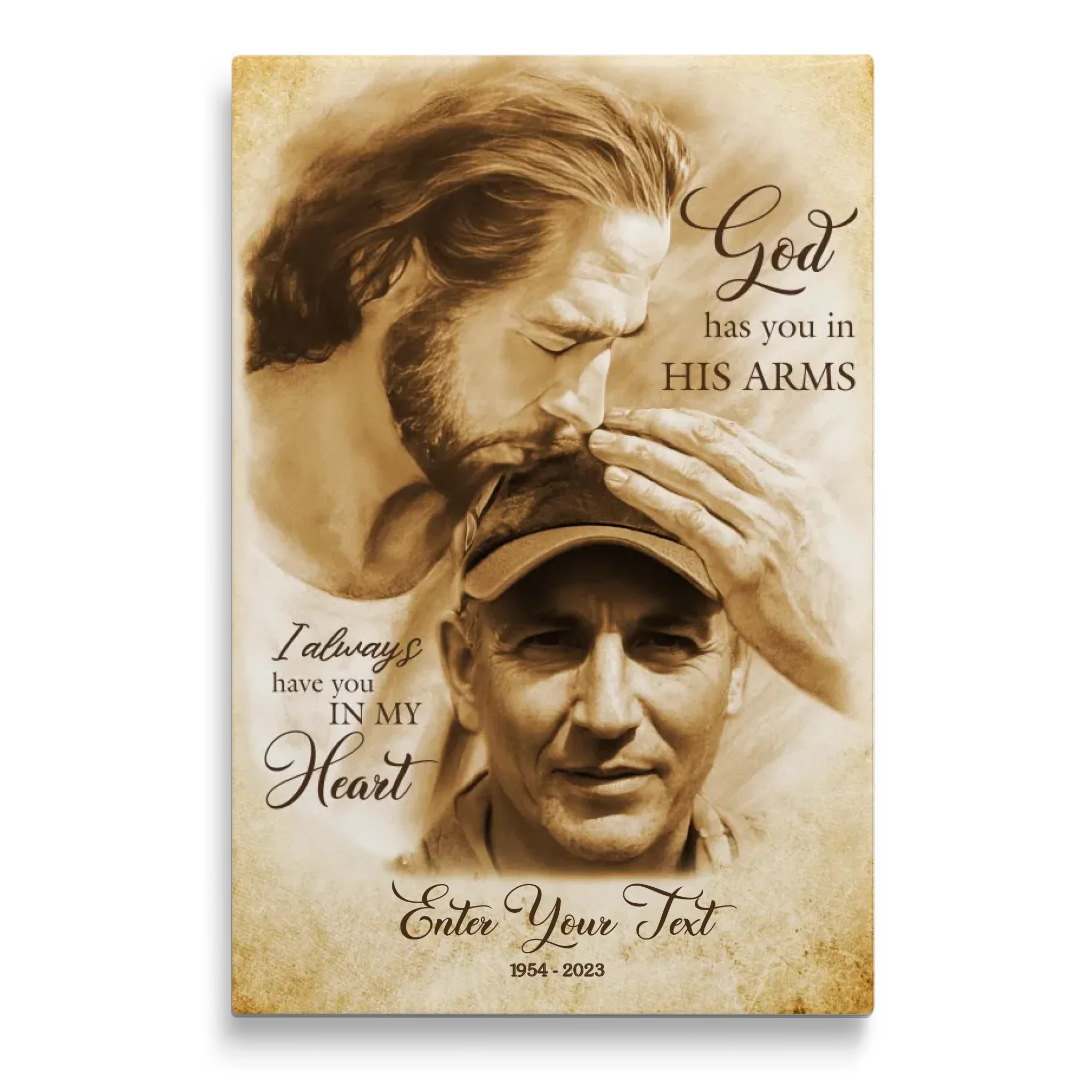 Personalized Canvas Prints, Custom Photo Gift, Memorial Gifts For Loss, God Has You In His Arms, Sympathy Remembrance Dem Canvas