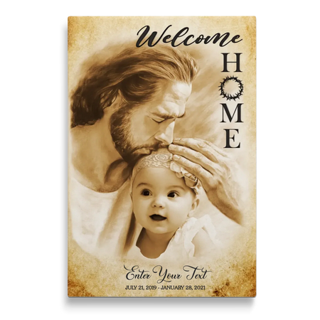 Personalized Canvas Prints, Custom Photo Memorial Gift, Baby Girl Loss Gift, Baby Loss Gift, Welcome Home, Safe In The Arms Of Jesus Dem Canvas
