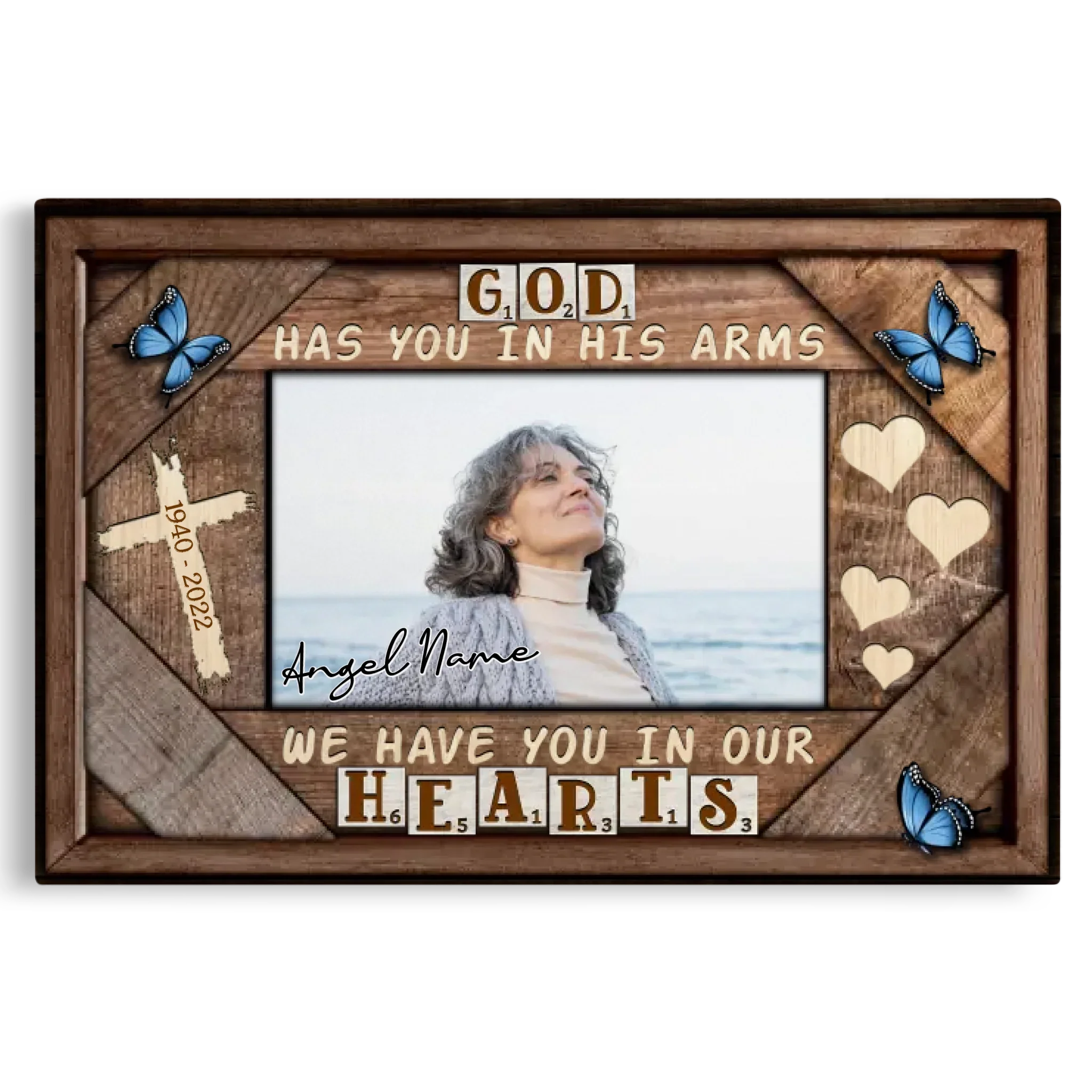 Personalized Canvas Prints Custom Photo, Sympathy Gifts, Remembrance, Memorial Gifts, Gifts, God Have You In His Arms Dem Canvas