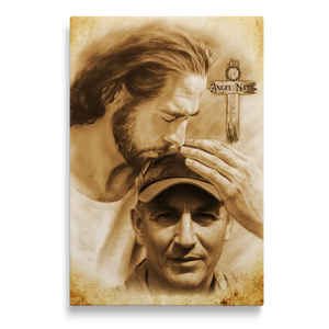 Personalized Canvas Prints, Custom Photo And Name, Sympathy Gifts, Memorial Gift, Safe In The Arms Of Jesus Cross With Thorns Dem Canvas