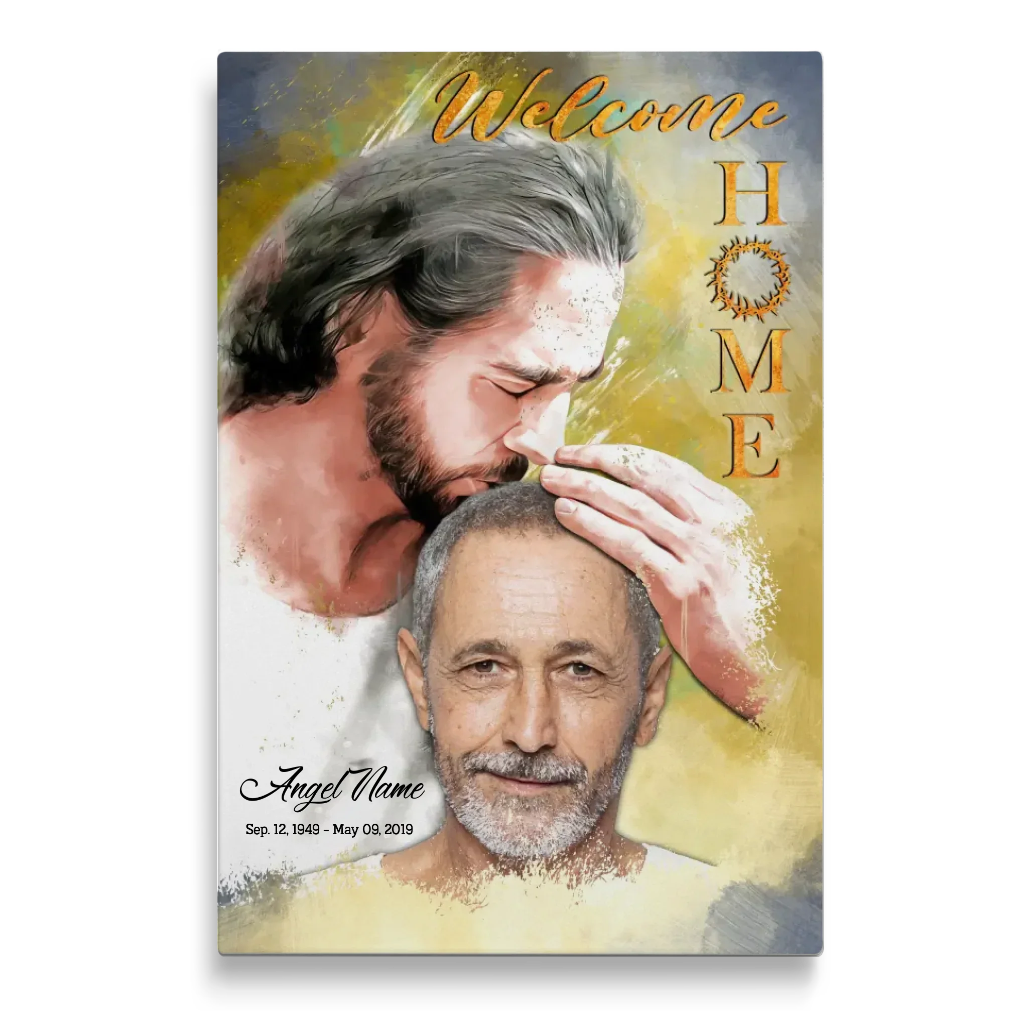 Personalized Canvas Prints, Custom Photo, Sympathy Gifts, Memorial Gift, Safe In The Arms Of Jesus, Welcome Home Watercolor Style Dem Canvas