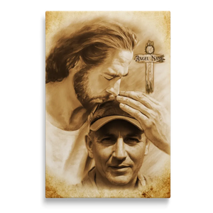 Personalized Canvas Prints, Custom Photo And Name, Sympathy Gifts, Memorial Gift, Safe In The Arms Of Jesus Cross With Thorns Dem Canvas