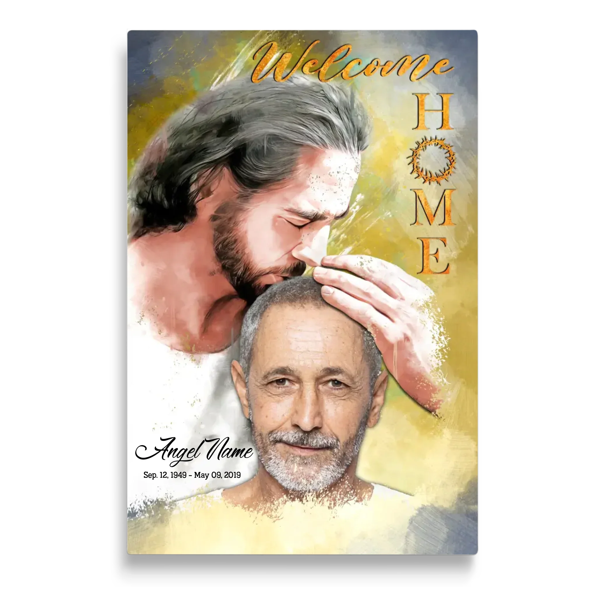 Personalized Canvas Prints, Custom Photo, Sympathy Gifts, Memorial Gift, Safe In The Arms Of Jesus, Welcome Home Watercolor Style Dem Canvas