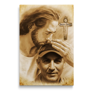 Personalized Canvas Prints, Custom Photo And Name, Sympathy Gifts, Memorial Gift, Safe In The Arms Of Jesus Cross With Thorns Dem Canvas