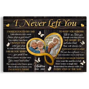 Personalized Canvas Prints, Custom Photo, Sympathy Loss Of Wife Husband, Memorial Gifts, I Never Left You Dem Canvas