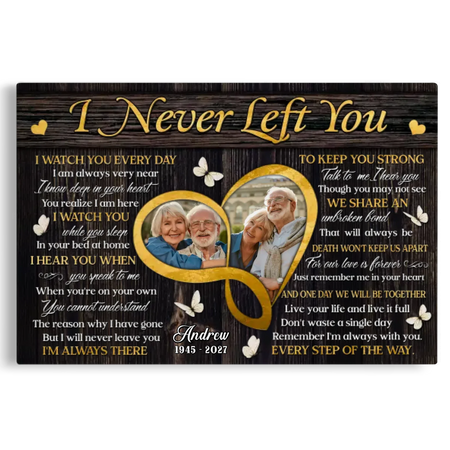 Personalized Canvas Prints, Custom Photo, Sympathy Loss Of Wife Husband, Memorial Gifts, I Never Left You Dem Canvas