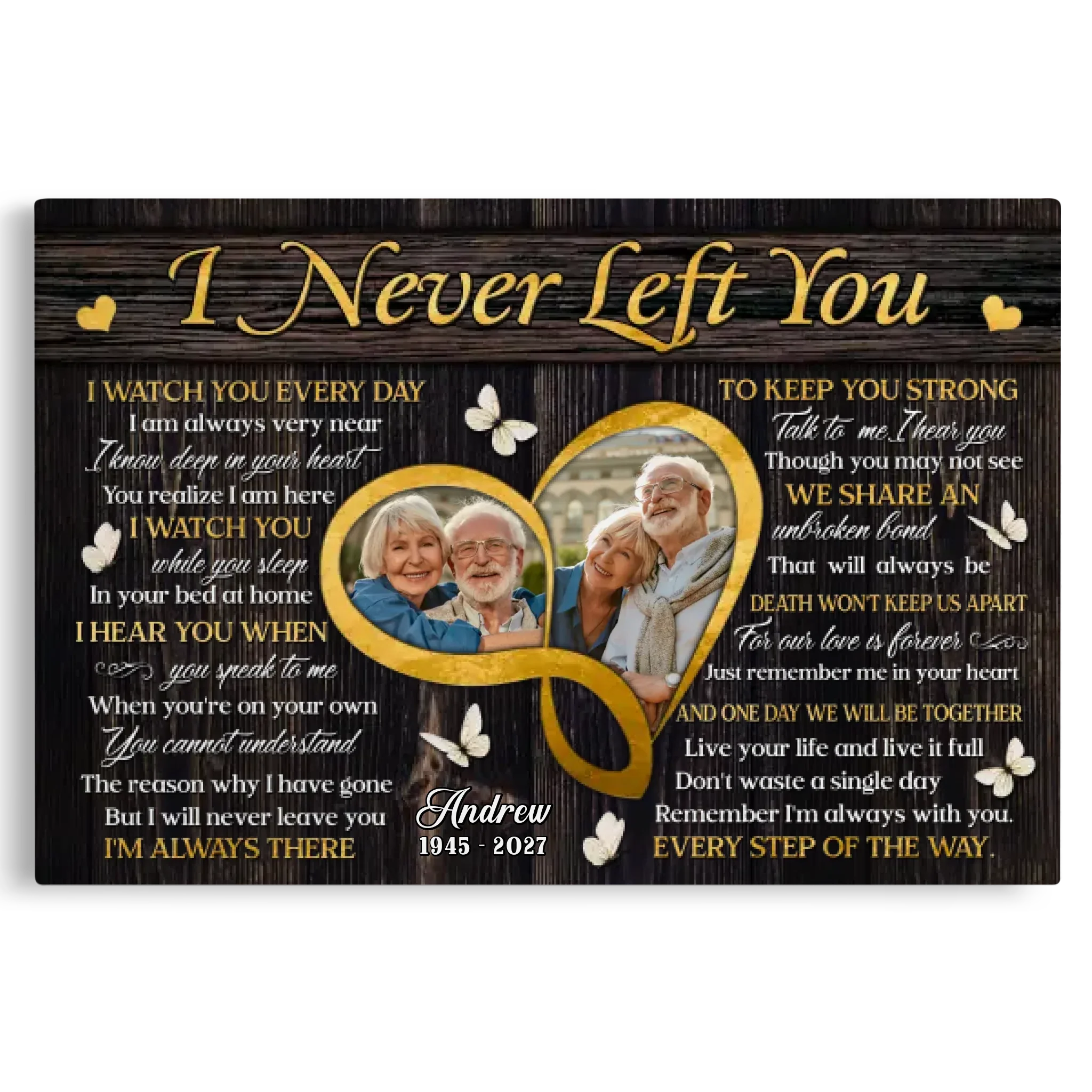 Personalized Canvas Prints, Custom Photo, Sympathy Loss Of Wife Husband, Memorial Gifts, I Never Left You Dem Canvas