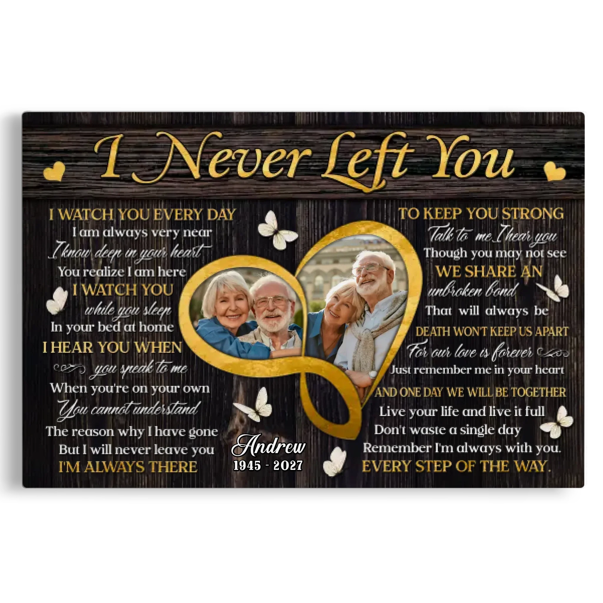 Personalized Canvas Prints, Custom Photo, Sympathy Loss Of Wife Husband, Memorial Gifts, I Never Left You Dem Canvas