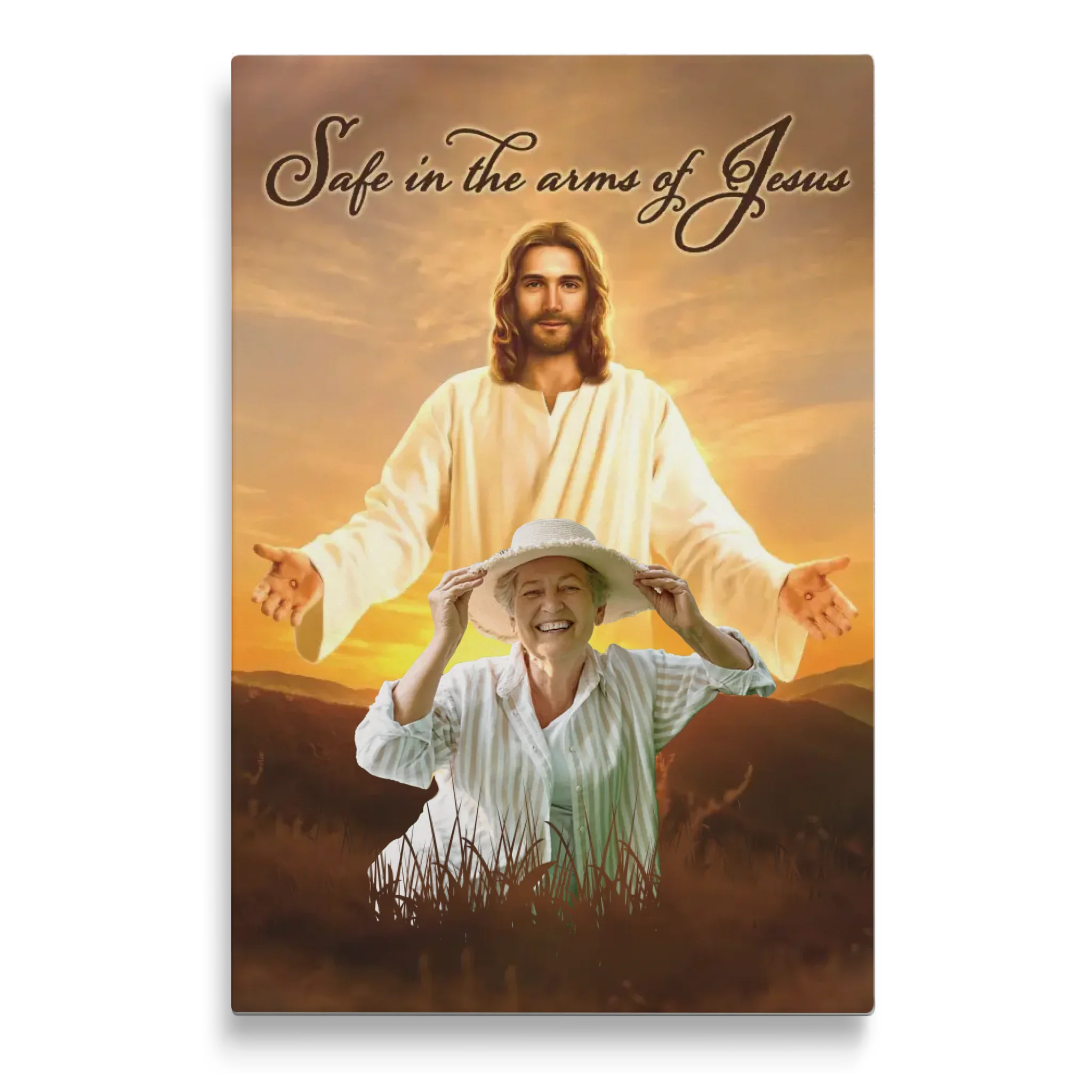 Personalized Canvas Prints Custom Photo - Safe In Jesus's Arms, Memorial Dem Canvas