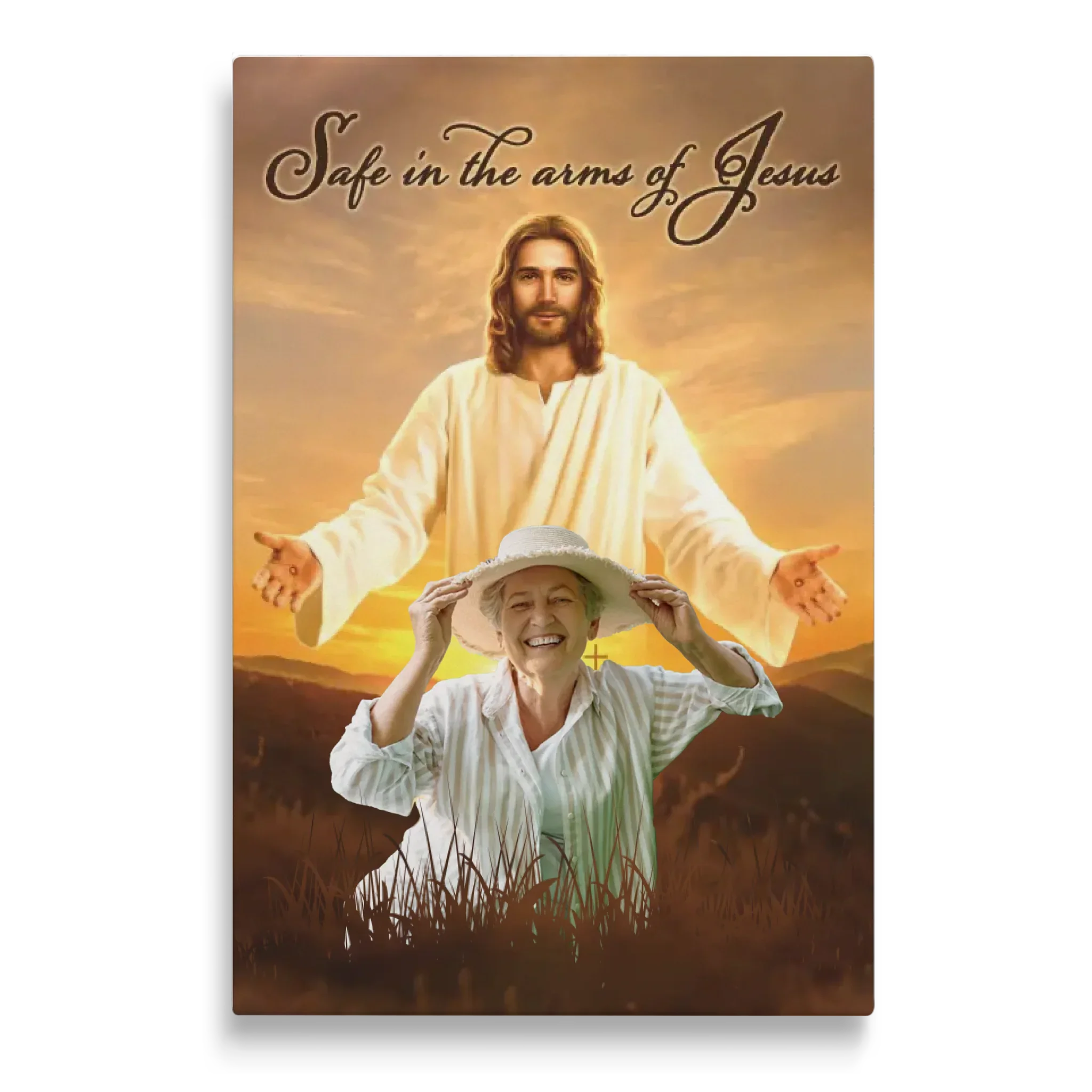 Personalized Canvas Prints Custom Photo - Safe In Jesus's Arms, Memorial Dem Canvas